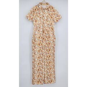 Storia Jumpsuit Collared Short Sleeve Flower Power Size Small